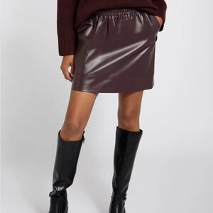Burgundy Faux Leather Skirt